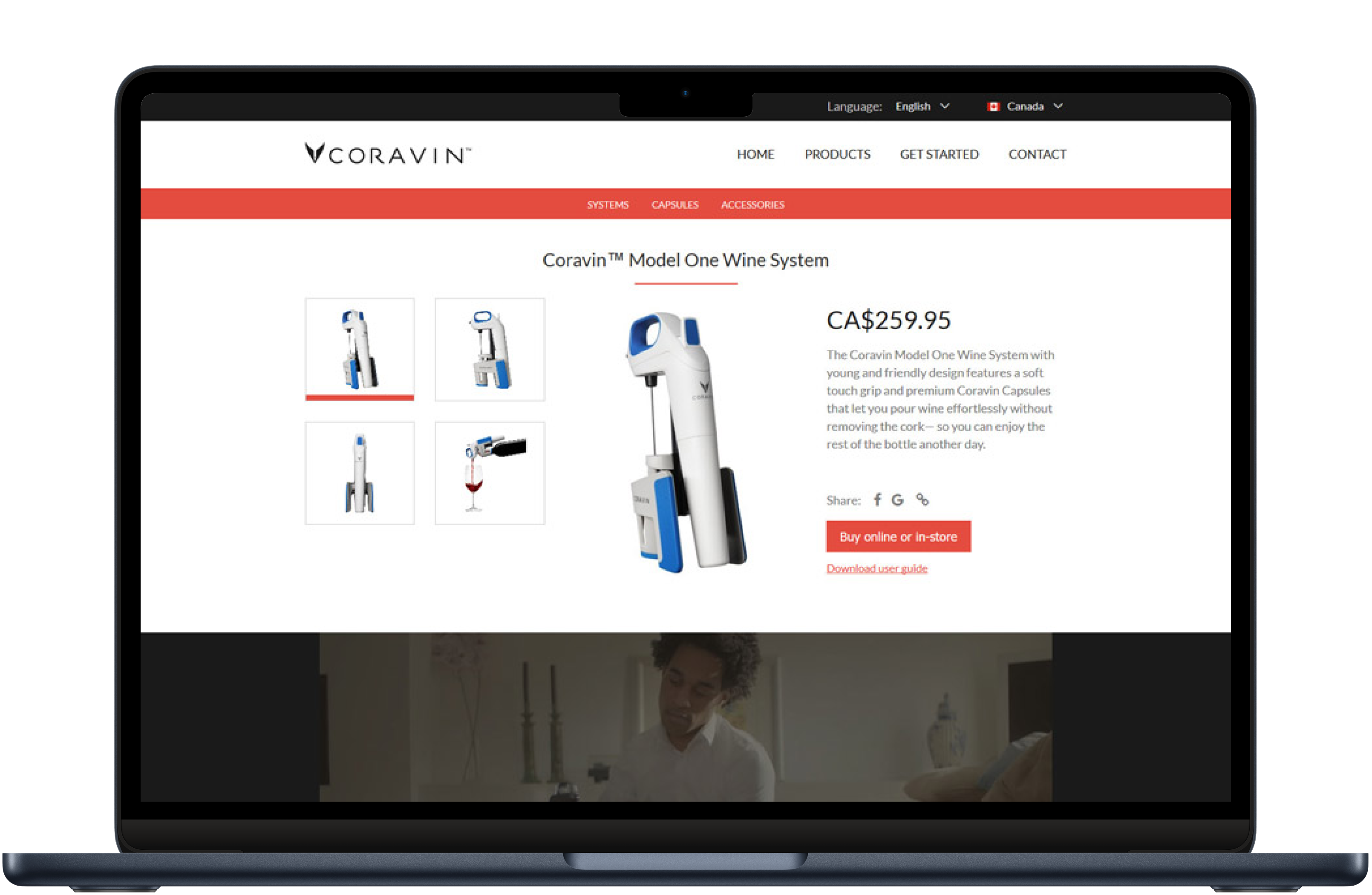 Coravin product site