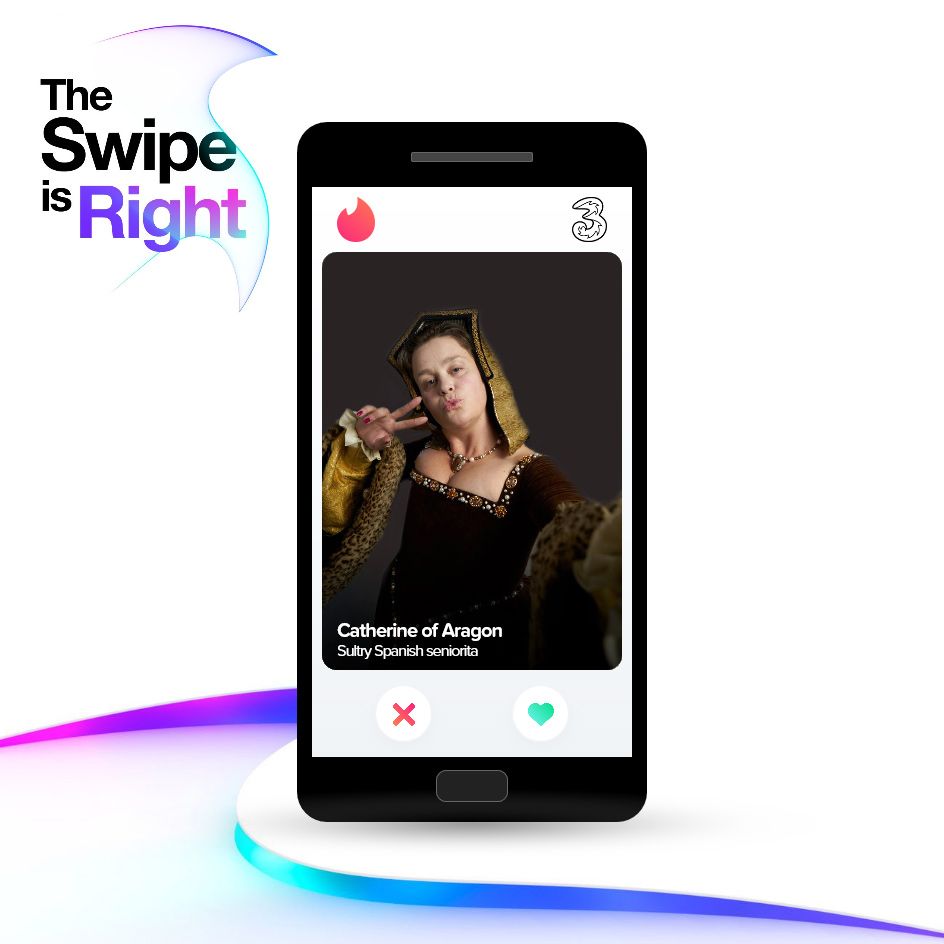 Three and Tinder campaign interface